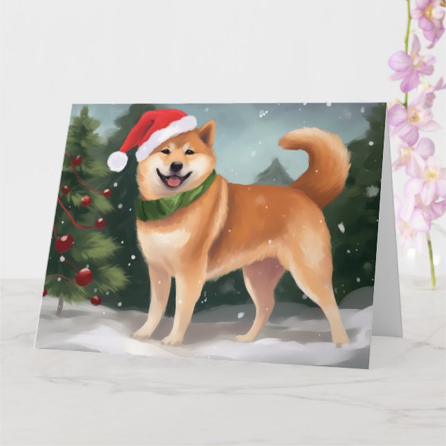 Shiba Inu Dog in Schnee Weihnachten Karte (Orchidee)
