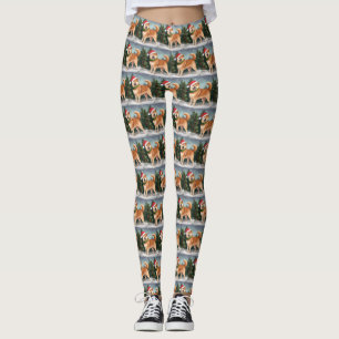 Shiba Inu Dog in Schnee Weihnachten Leggings