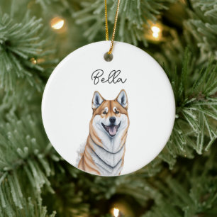 Shiba Inu Dog Individuelle Name Urlaub Weihnachten Keramik Ornament