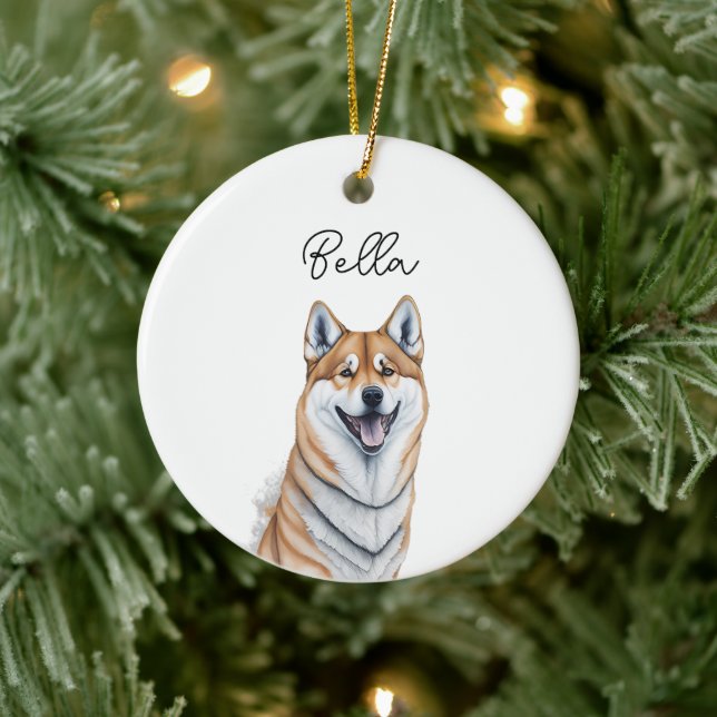 Shiba Inu Dog Individuelle Name Urlaub Weihnachten Keramik Ornament (Baum)