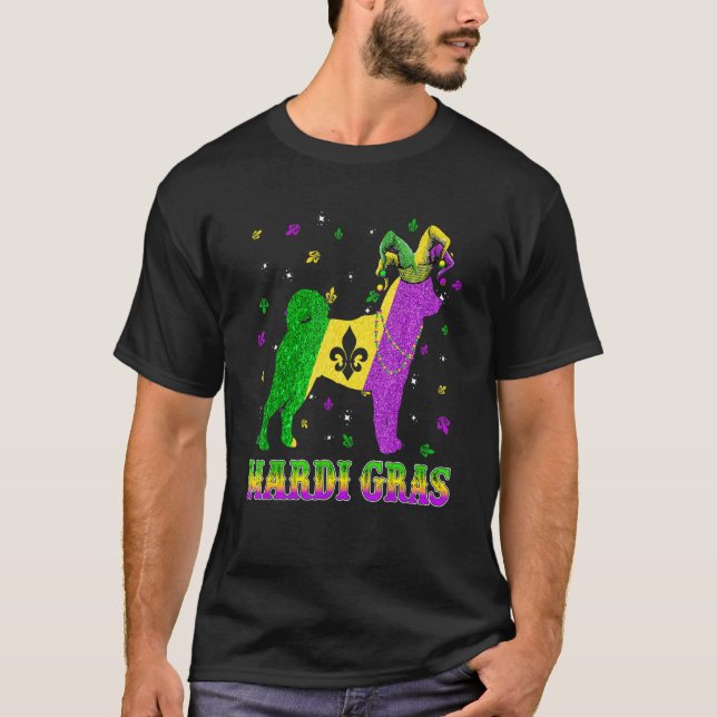 Shiba Inu Dog Mardi Gras Carnival Jester Beads T-Shirt (Vorderseite)