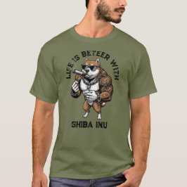 Shiba Inu Dog, muscular, tattooed, bodybuilder  T-Shirt