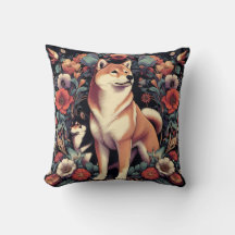 Shiba Inu Dog Pillow William Morris inspiriert