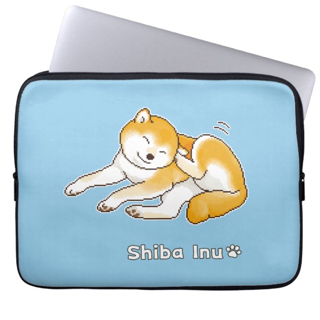 Shiba Inu Dog Relaxen friedlich Pixel Art Laptopschutzhülle (Vorderseite)