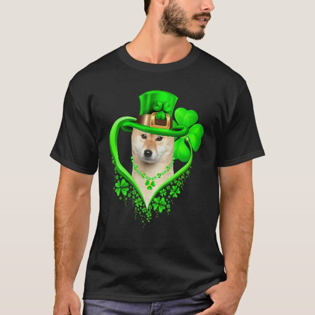 Shiba Inu Dog St Patricks Day Lover Irish Shamrock T-Shirt (Vorderseite)