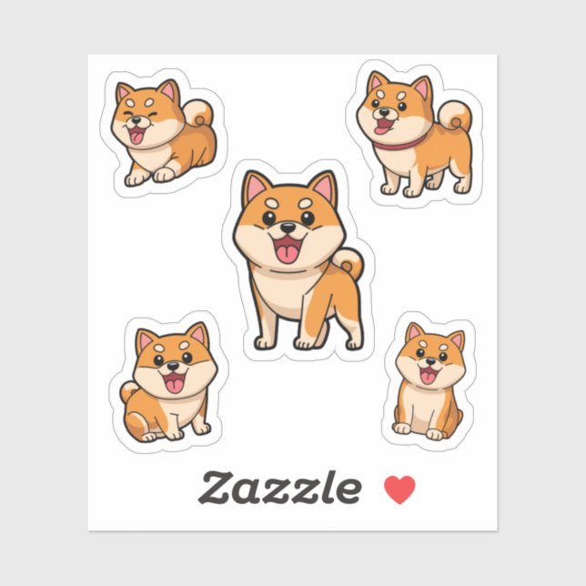 Shiba Inu Dog Sticker Kawaii, Set Shiba Inu (Blatt)