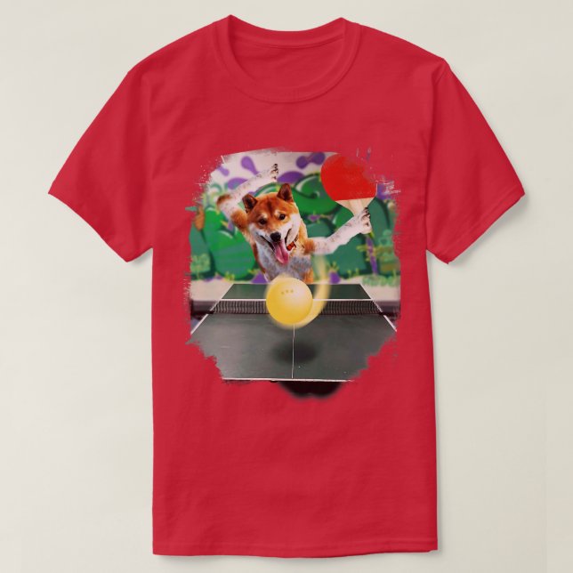 Shiba Inu Dog Tischtennis Pong T-Shirt (Design vorne)