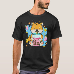 Shiba Inu Dog trinkt Boba-Blase-Tee T-Shirt