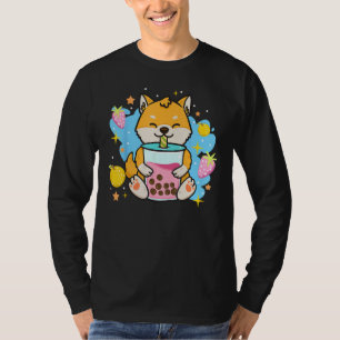 Shiba Inu Dog trinkt Boba-Blase-Tee T-Shirt