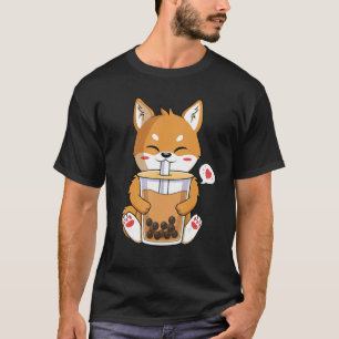 Shiba Inu Dog trinkt Boba-Blase-Tee T-Shirt
