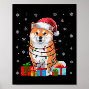 Shiba Inu Dog Ugly Xmas Lights Santa Shiba Inu Dog Poster