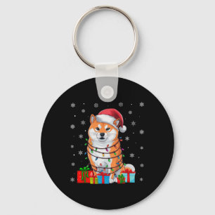 Shiba Inu Dog Ugly Xmas Lights Santa Shiba Inu Dog Schlüsselanhänger