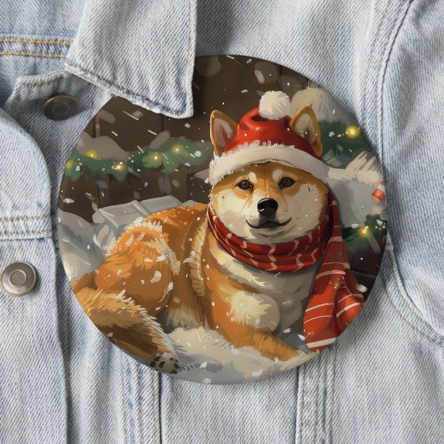 Shiba Inu Dog Weihnachtsfest Button (Beispiel)