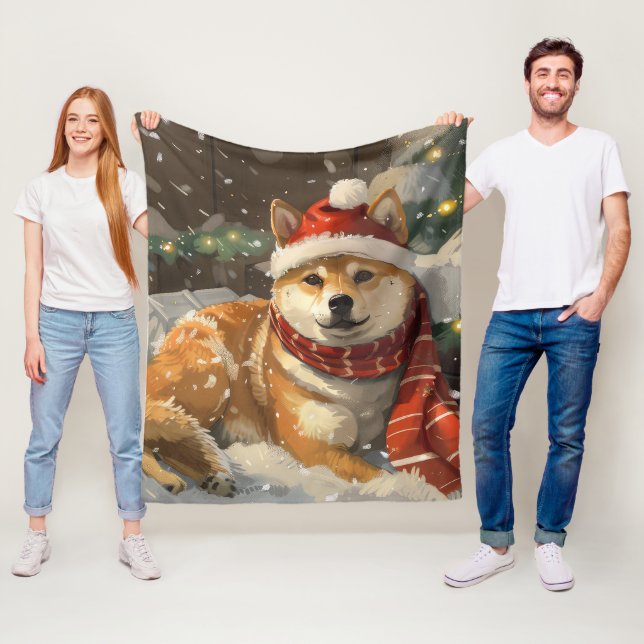 Shiba Inu Dog Weihnachtsfest Fleecedecke (Beispiel)
