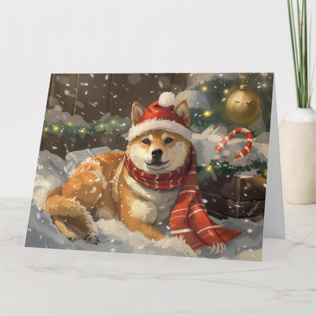 Shiba Inu Dog Weihnachtsfest Karte (Vorderseite)