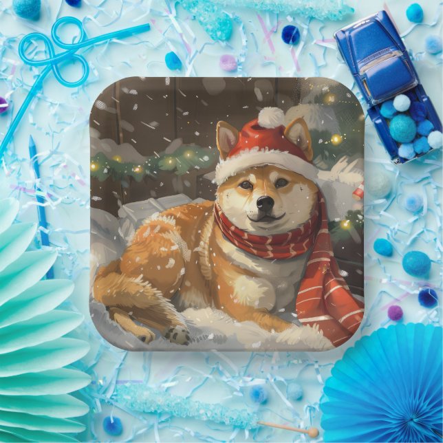 Shiba Inu Dog Weihnachtsfest Pappteller (Party)