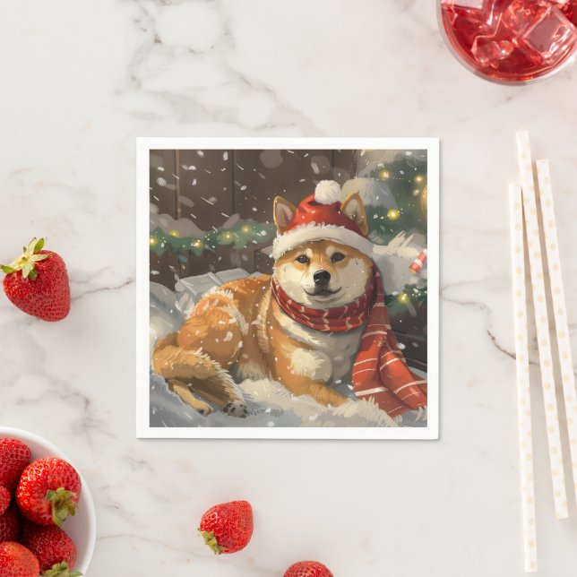 Shiba Inu Dog Weihnachtsfest Serviette (Beispiel)