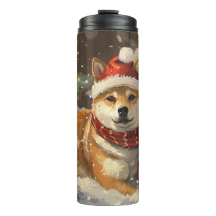 Shiba Inu Dog Weihnachtsfest Thermosbecher