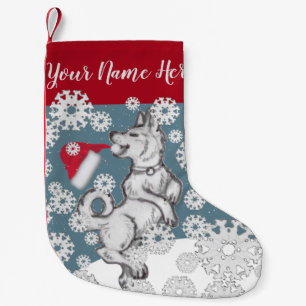 Shiba Inu Dog Weihnachtsmannmütze Blaue Winter Sc Kleiner Weihnachtsstrumpf