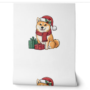 Shiba Inu Dog Weihnachtsoutfit Weihnachtsmannmütze Tapete