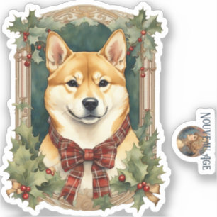 Shiba Inu Dog Weihnachtssticker Aufkleber