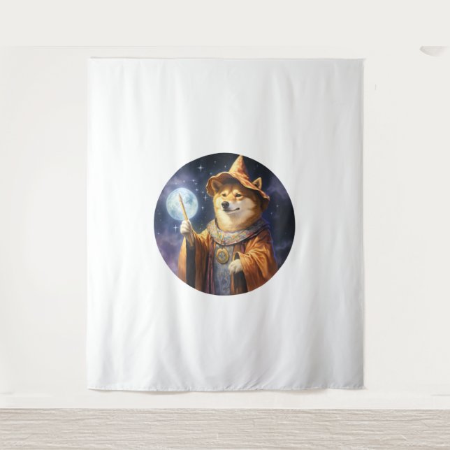 Shiba Inu Dog Wizard Wandteppich (Vorderseite)