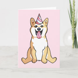 Shiba Inu Dog Zeichnend Happy Birthday Card Karte