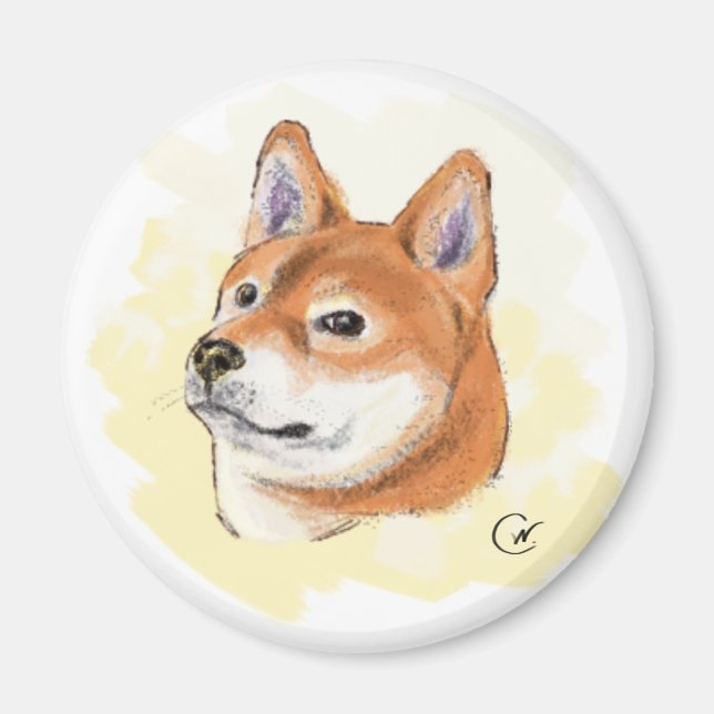 Shiba Inu Dog Zeichnend Magnet (Vorne)