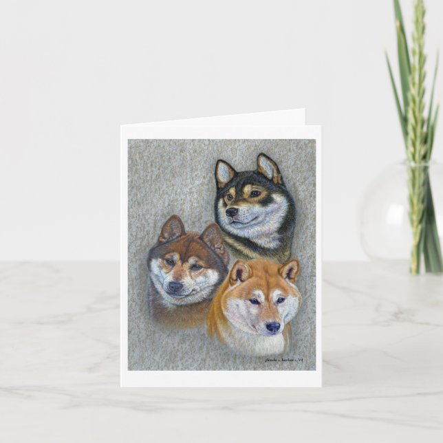 Shiba Inu Dogs Art Note Card by Glenda S. Harlan (Vorderseite)