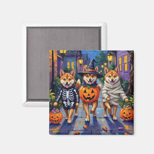 Shiba Inu Dogs in Halloween Costumes Magnet (Vorderseite/Rückseite)