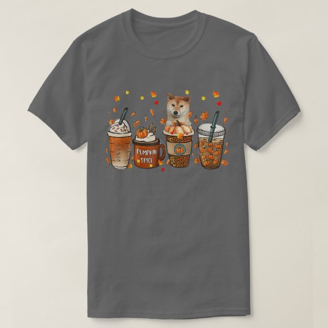 Shiba Inu Fall Coffee Pumpkin Gewürz Latte Iced Au T-Shirt (Design vorne)