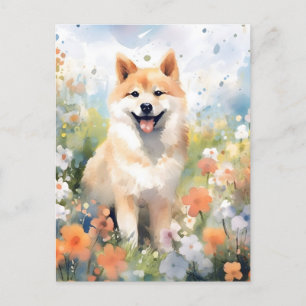 Shiba Inu farbige Aquarellbilder Postkarte