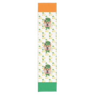 Shiba Inu Feiertags-Heimdekoration St. Patrick Tag Kurzer Tischläufer