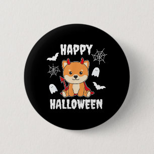 Shiba Inu Frohes Halloween Teufelshunde Button