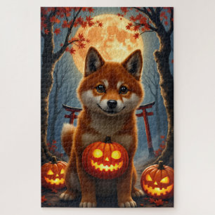 Shiba Inu Gespensterwald Halloween-Porträtkunst Puzzle