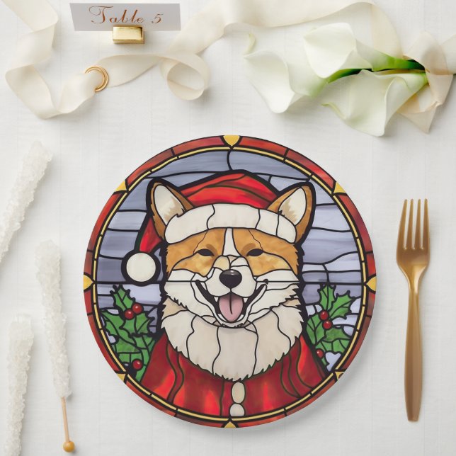 Shiba Inu Glass Weihnachten Pappteller (Hochzeit)