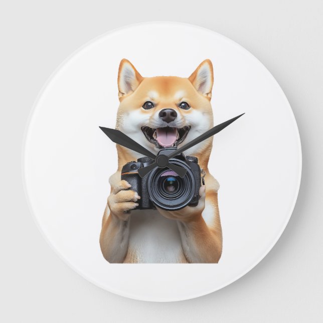 Shiba Inu     Große Wanduhr (Vorderseite)
