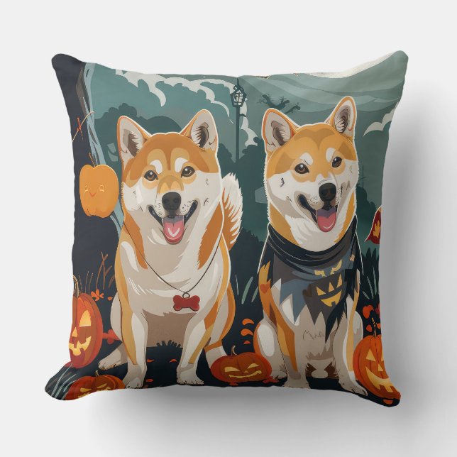 Shiba Inu Halloween Spooky Kissen (Vorderseite)
