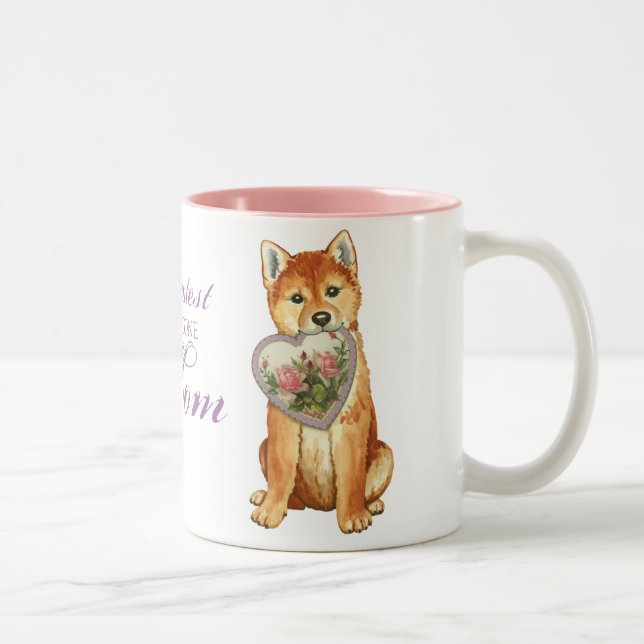 Shiba Inu Heart Mama Zweifarbige Tasse (Rechts)