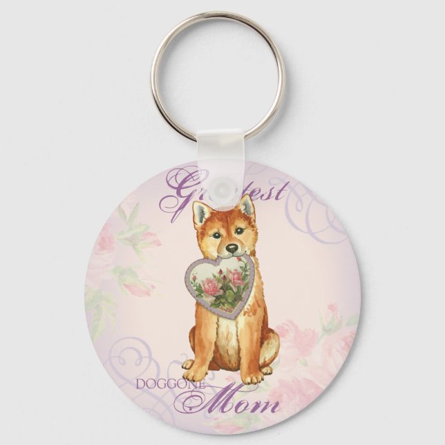 Shiba Inu Heart Mom Schlüsselanhänger (Vorderseite)