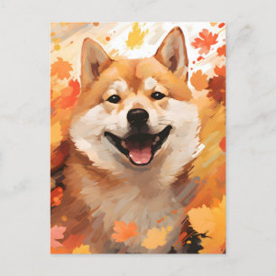 Shiba Inu Herbst Thanksgiving  Postkarte