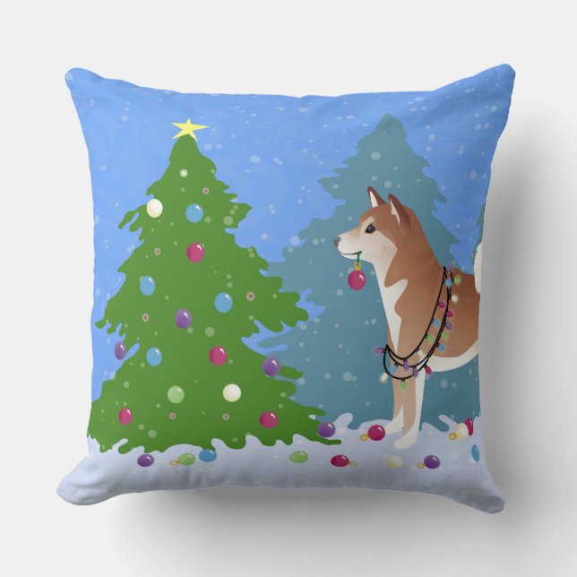 Shiba Inu Hund dekorieren Weihnachtsbaum Kissen (Vorderseite)