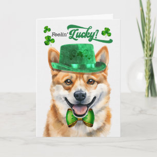 Shiba Inu Hund fühlt sich am St. Patrick's Day glü Feiertagskarte