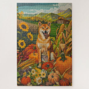 Shiba Inu Hund Herbsternte Erntedankfest Puzzle