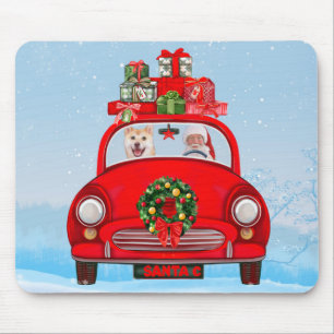 Shiba Inu Hund im Auto mit dem Weihnachtsmann Mousepad