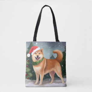 Shiba Inu Hund im Schnee Weihnachten