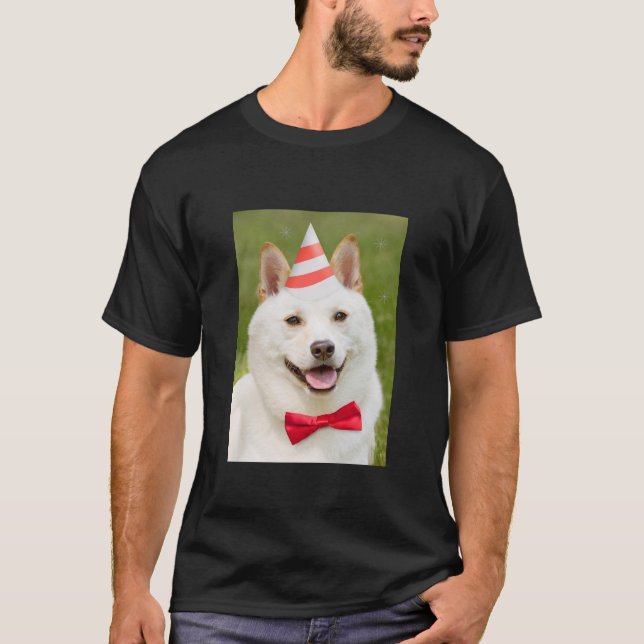 Shiba Inu Hund in Party Hat T-Shirt (Vorderseite)