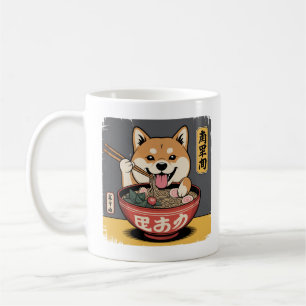 Shiba Inu Hund isst Ramen  Kaffeetasse