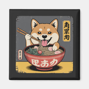 Shiba Inu Hund isst Ramen Magnet