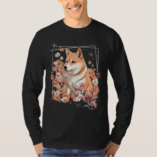 Shiba Inu Hund Japanische Kirschblüte Sakura Blume T-Shirt